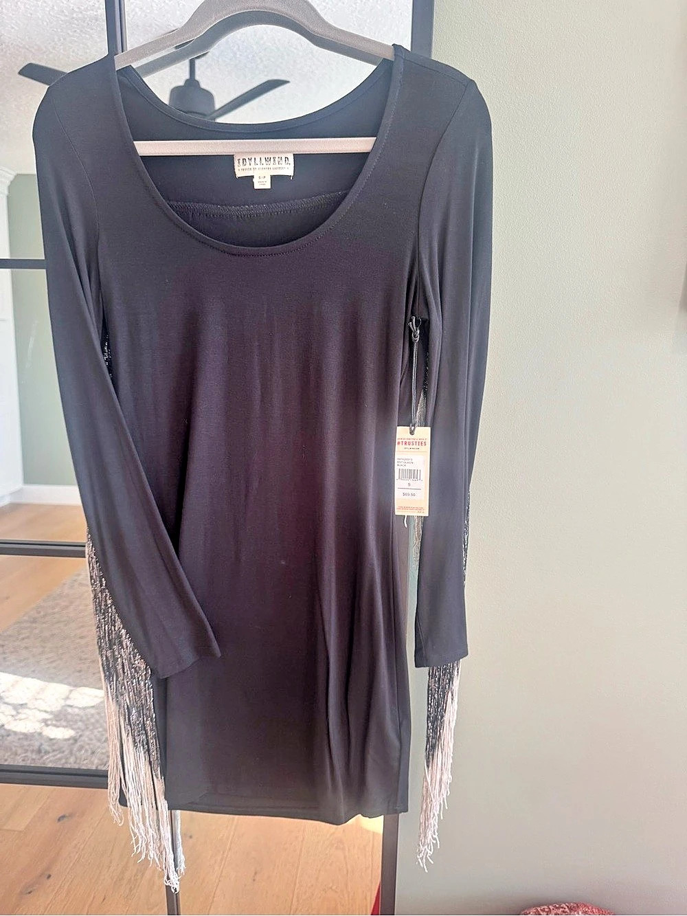 Idyllwind Black Metallic Fringe Dress NWT- Small